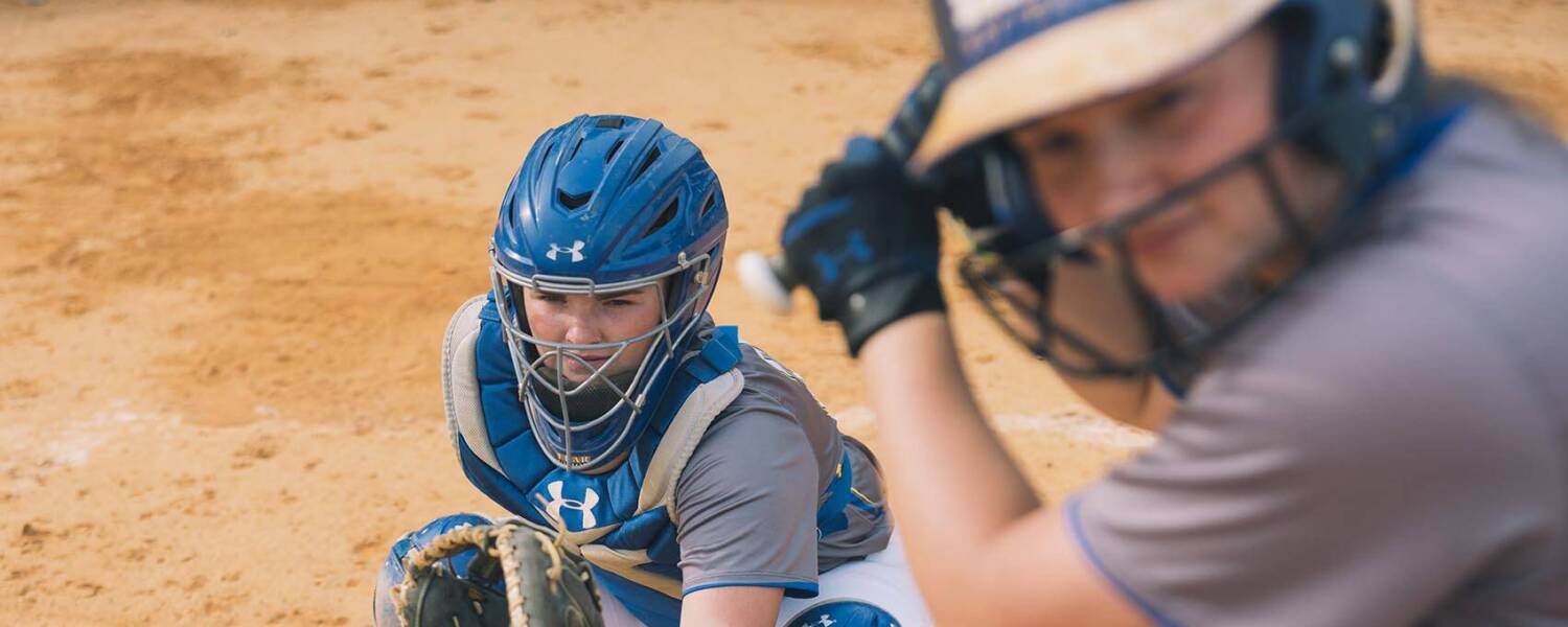 Softball batter and pitcher