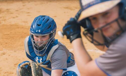 Softball batter and pitcher