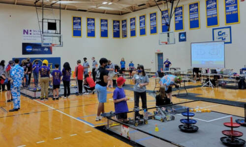 Salem Academy 2022 Robotics Scrimmage, Students participating in the Gym