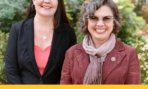 Elizabeth Wemlinger and Sharee Fowler standing on campus together