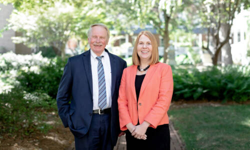 Salem College President, Dr. Summer McGee, with Campbell University Law School Dean J. Rich Leonard at Salem College on September 23rd, 2022.