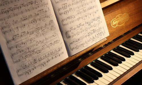 Music book open on a piano