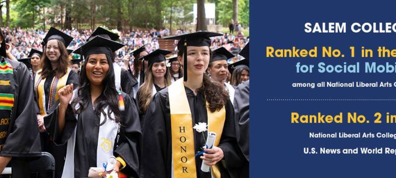 Salem College Ranked No. 1 in U.S. News & World Report Social Mobility Ranking - Graphic
