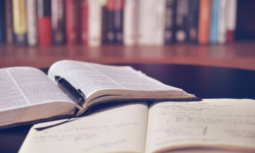 Books on a table