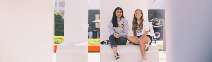 Two students in downtown Winston Salem