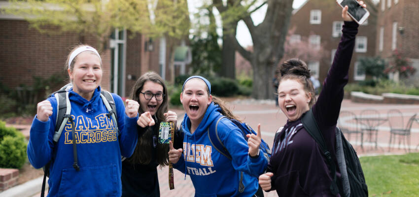 Salem College students on. campus