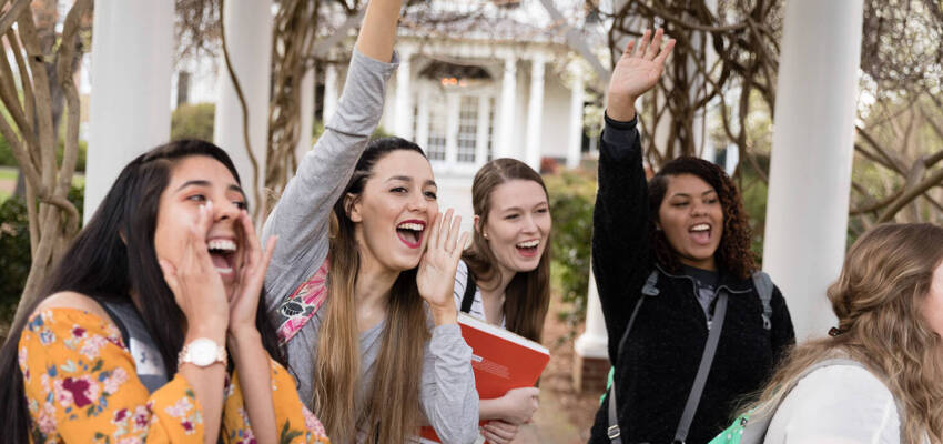 students on campus