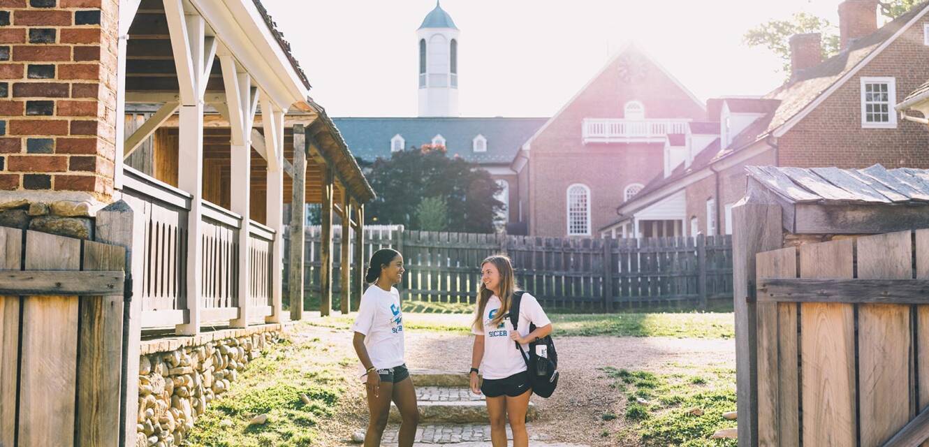 Two students on campus of Salem College