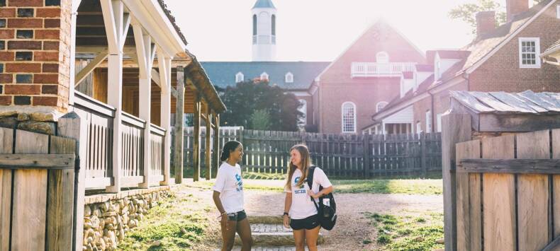 Two students on campus of Salem College