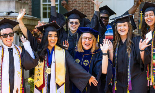 Salem College students at graduation with President McGee