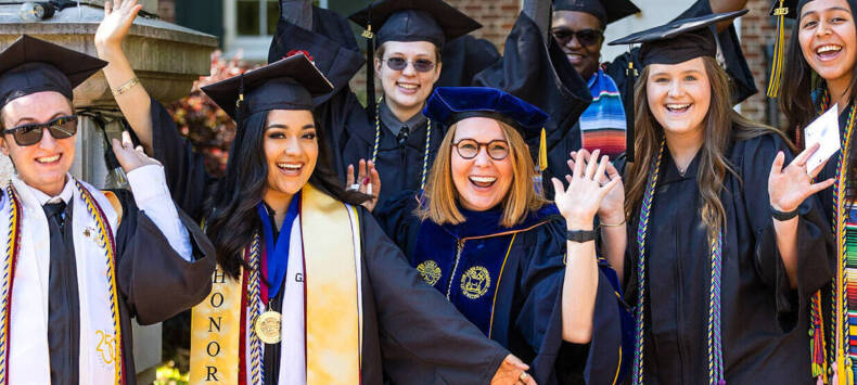 Salem College students at graduation with President McGee