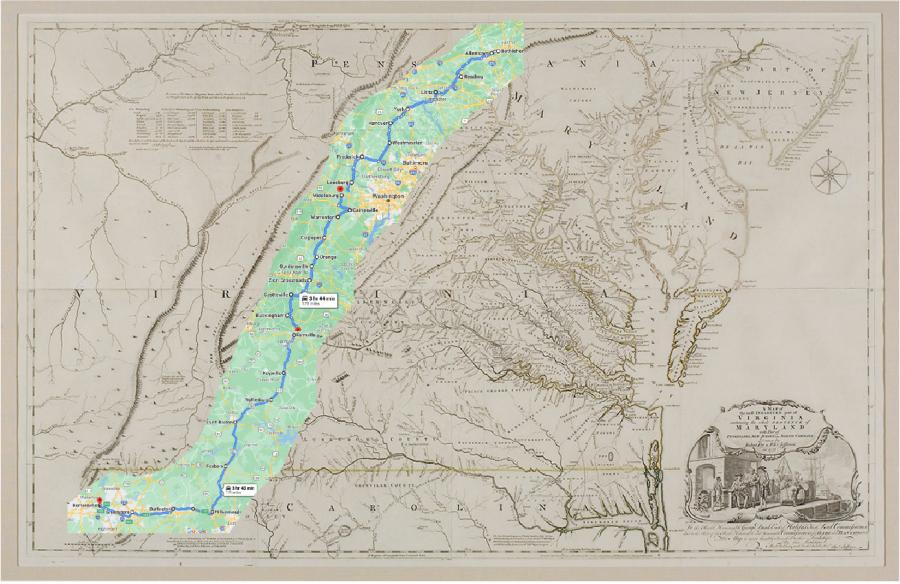 Map of Salem College Journey to Salem