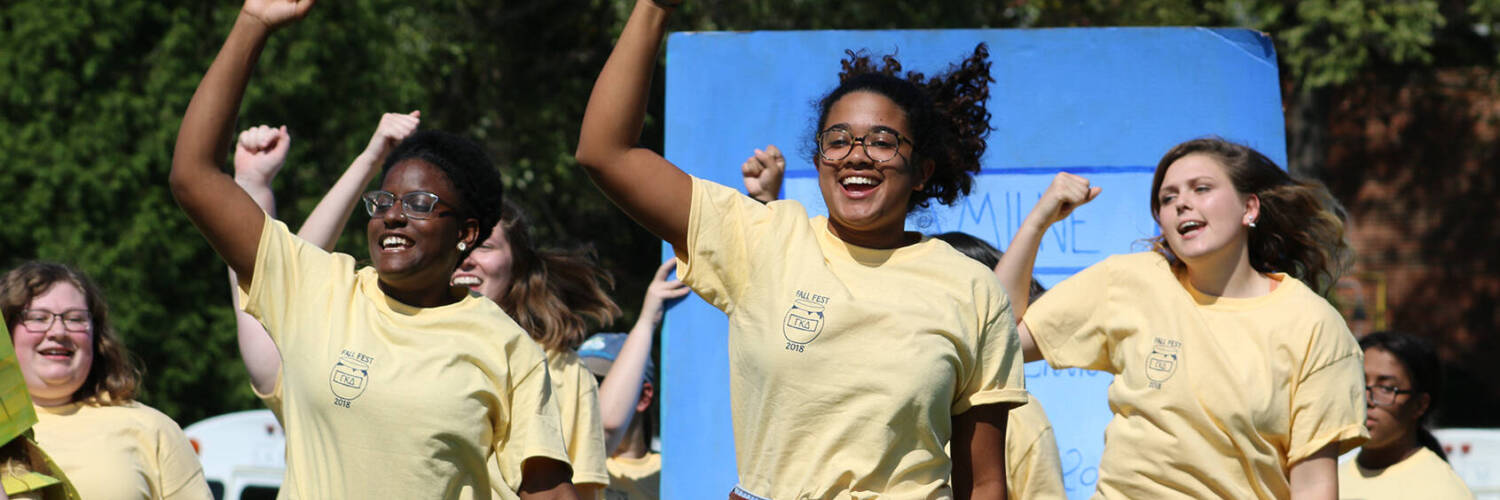 Salem College students celebrating at a special event