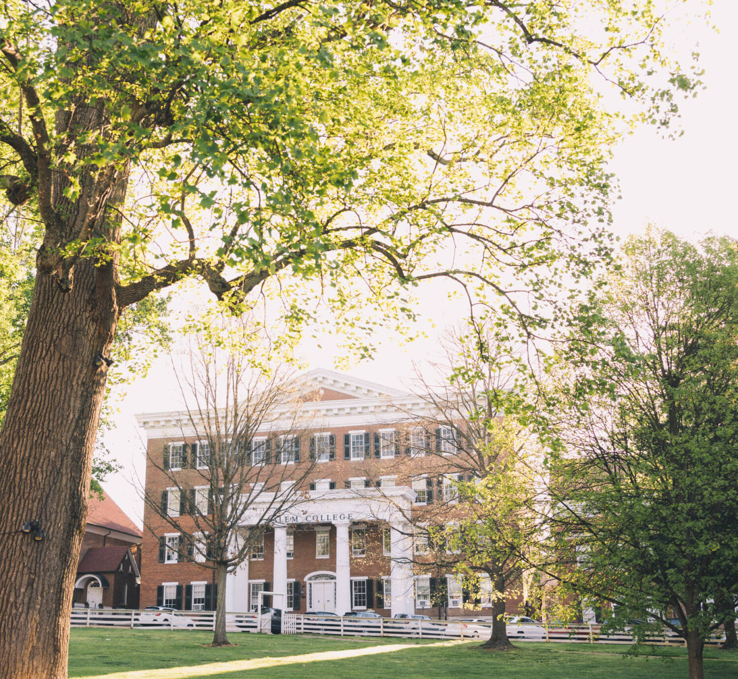Salem College building surrounded by trees