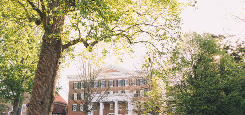 Salem College building surrounded by trees