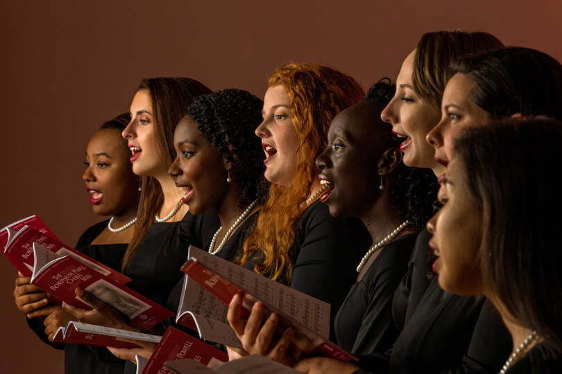Salem College students singing in a choir